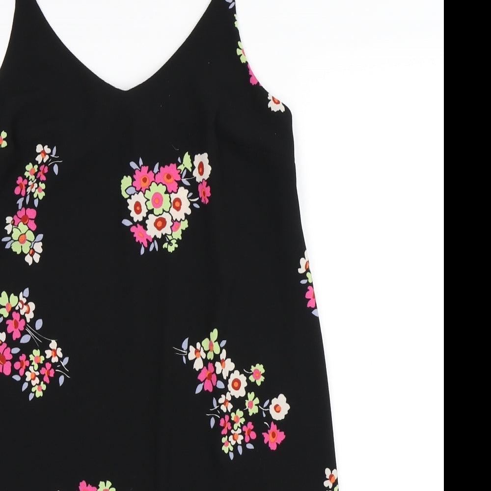 Primark Womens Black Floral  Slip Dress  Size 6
