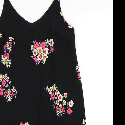 Primark Womens Black Floral  Slip Dress  Size 6