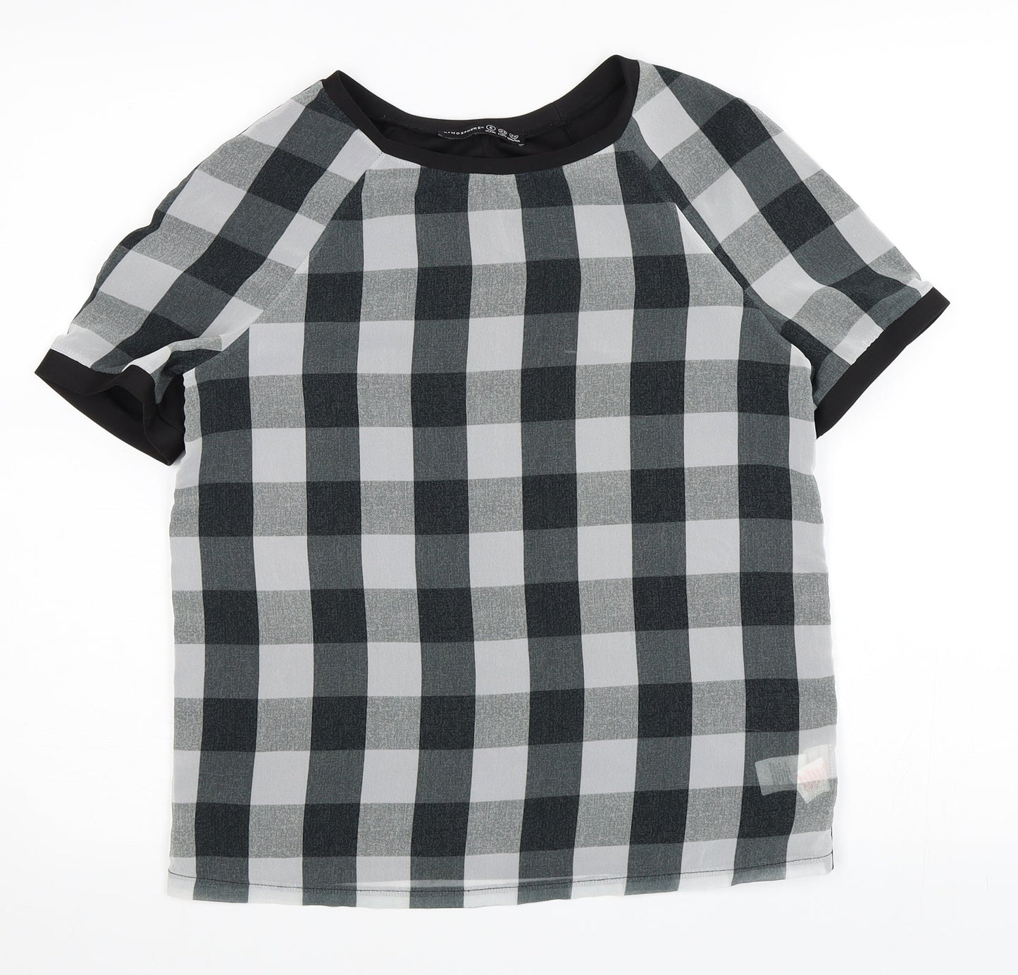Primark Womens Black Check  Basic T-Shirt Size 6