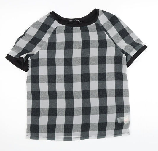 Primark Womens Black Check  Basic T-Shirt Size 6