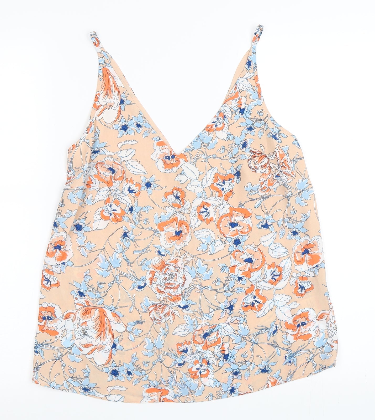 Papaya Womens Orange Floral  Camisole T-Shirt Size 8