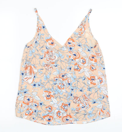 Papaya Womens Orange Floral  Camisole T-Shirt Size 8
