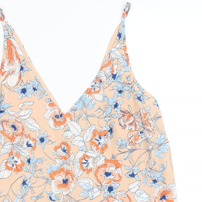 Papaya Womens Orange Floral  Camisole T-Shirt Size 8