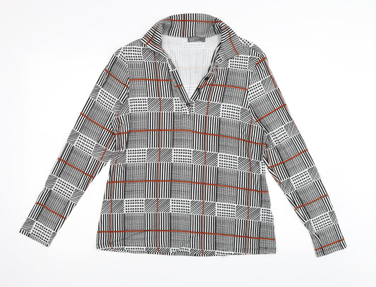 Papaya Womens Black Check  Basic Polo Size 14