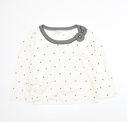 Country Casuals Womens White Polka Dot Pullover Jumper Size XL