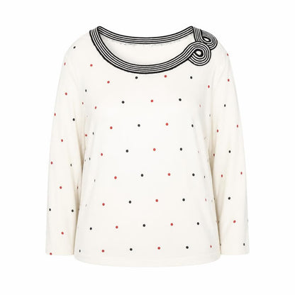 Country Casuals Womens White Polka Dot Pullover Jumper Size XL