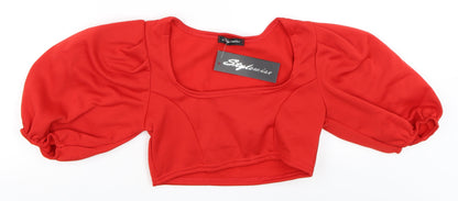 Womens UK Size L Stylewise Red Cropped Blouse