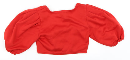 Womens UK Size L Stylewise Red Cropped Blouse