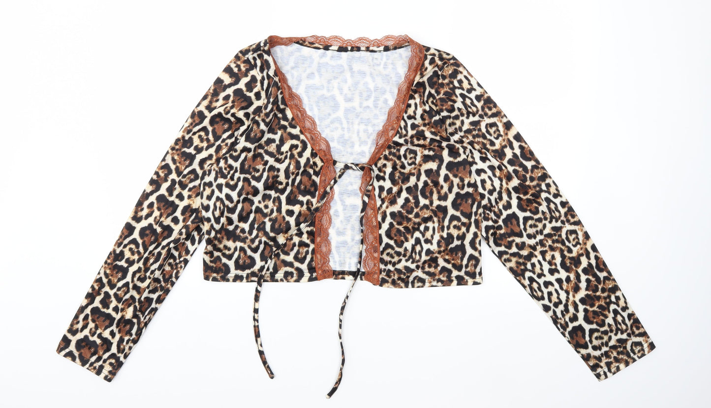 SheIn Womens Brown Animal Print  Basic Blouse Size XL