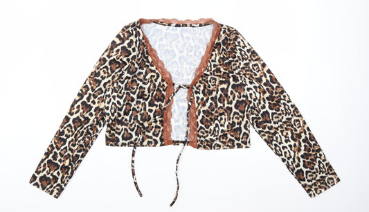 SheIn Womens Brown Animal Print  Basic Blouse Size XL