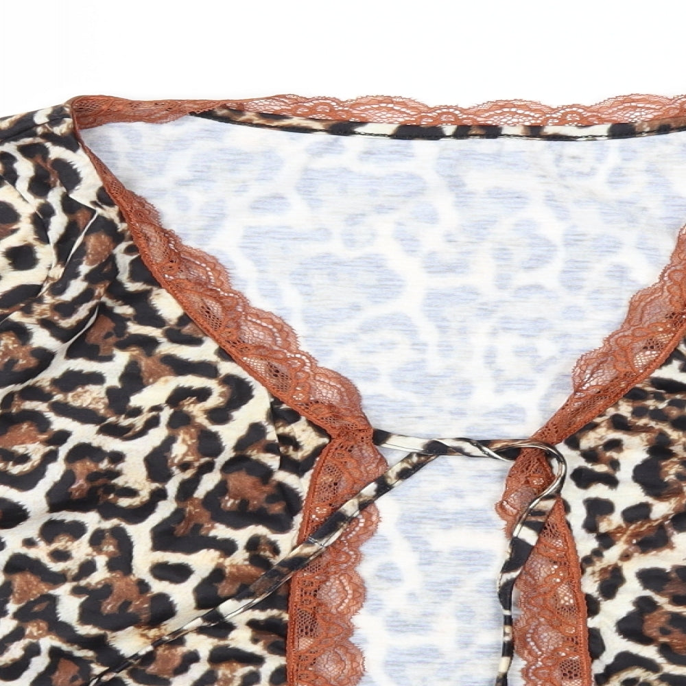 SheIn Womens Brown Animal Print  Basic Blouse Size XL