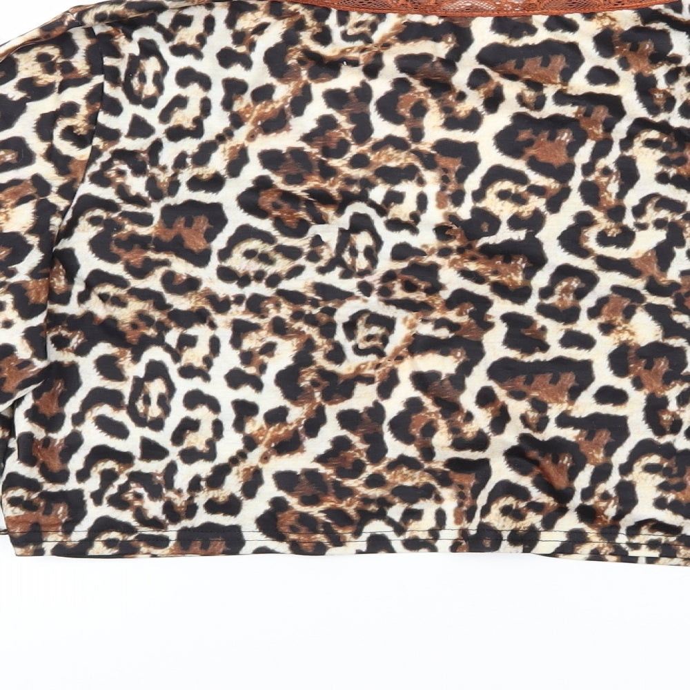 SheIn Womens Brown Animal Print  Basic Blouse Size XL