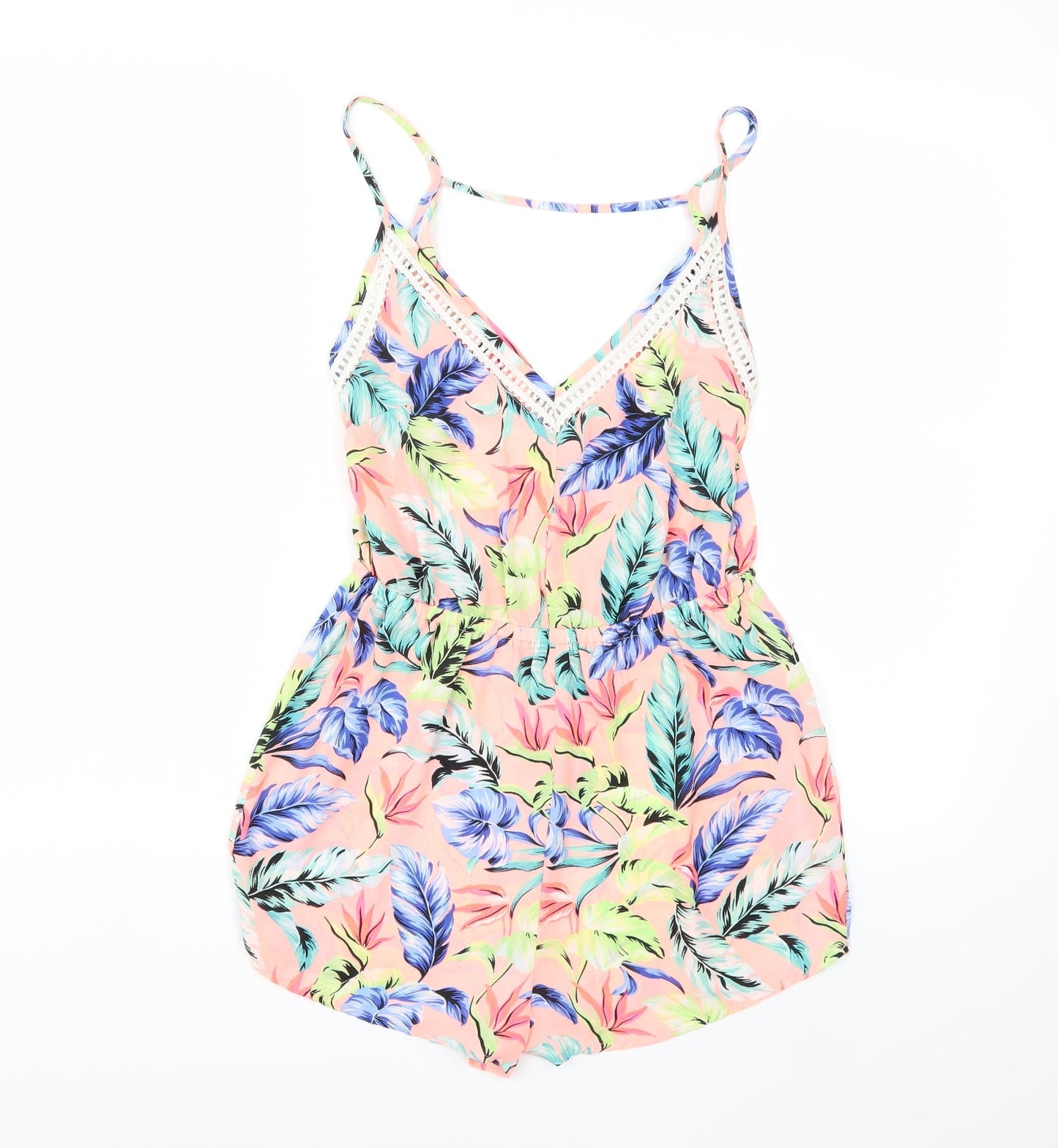 New Look Womens Pink Floral  Jumpsuit One-Piece Size S