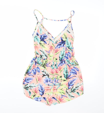 New Look Womens Pink Floral  Jumpsuit One-Piece Size S