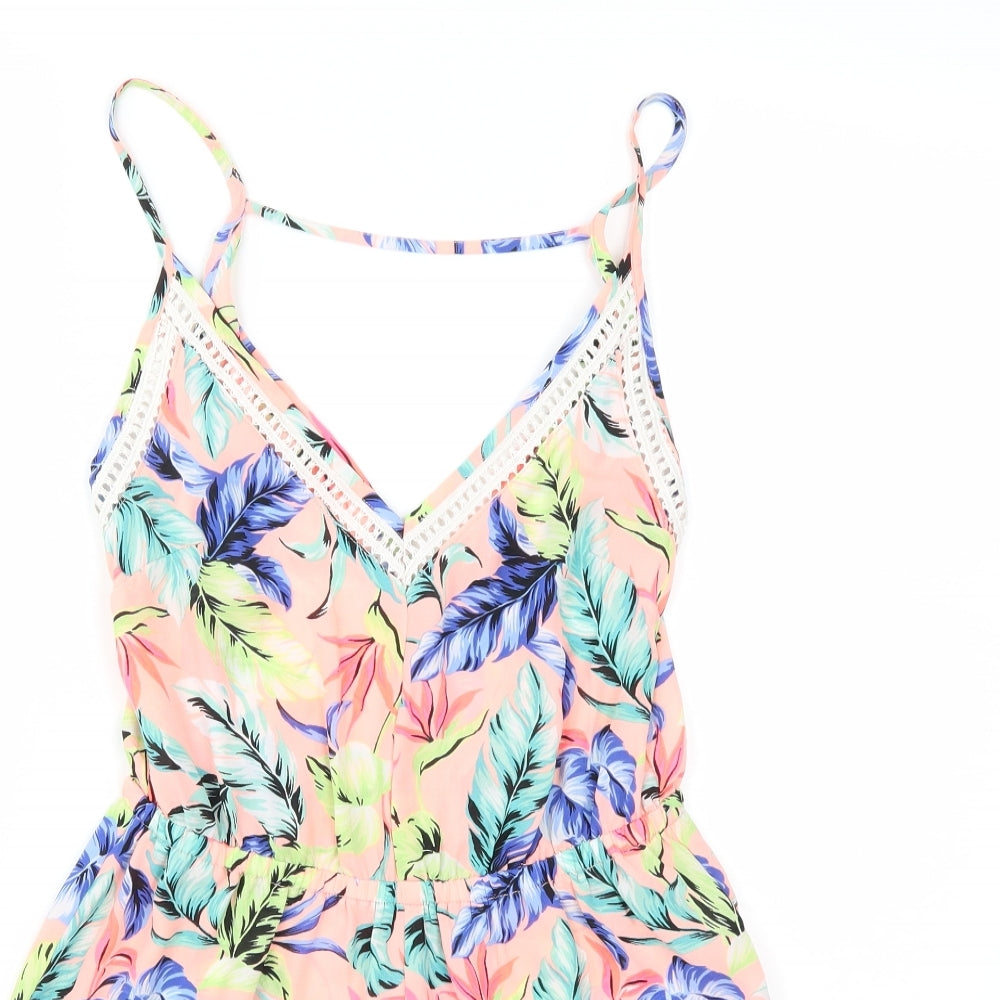 New Look Womens Pink Floral  Jumpsuit One-Piece Size S