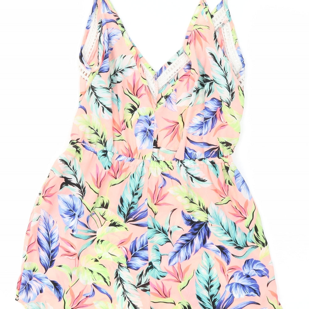 New Look Womens Pink Floral  Jumpsuit One-Piece Size S