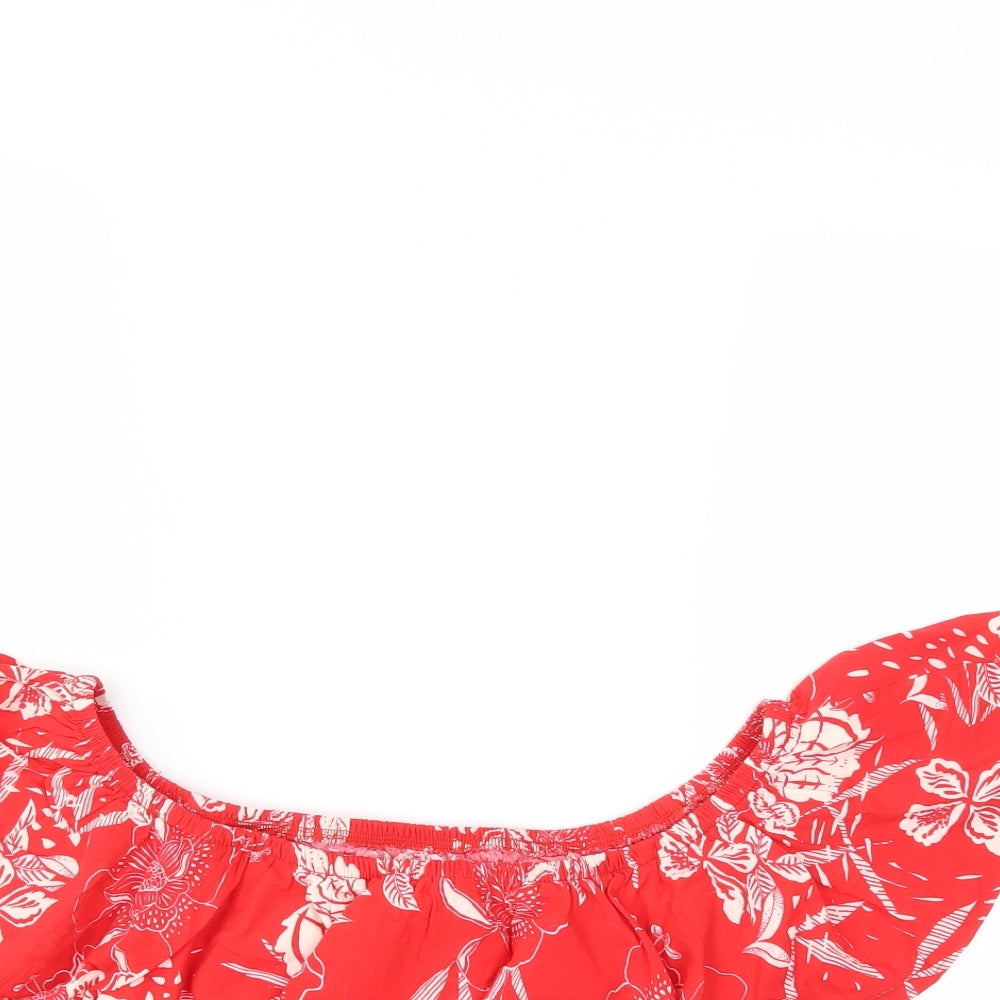 Womens UK Size 14 New Look Red Basic Blouse