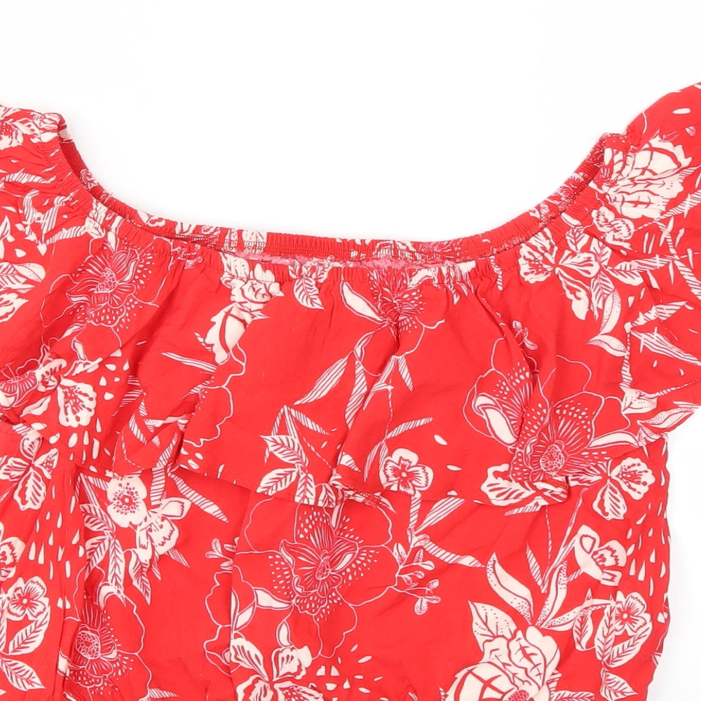 Womens UK Size 14 New Look Red Basic Blouse