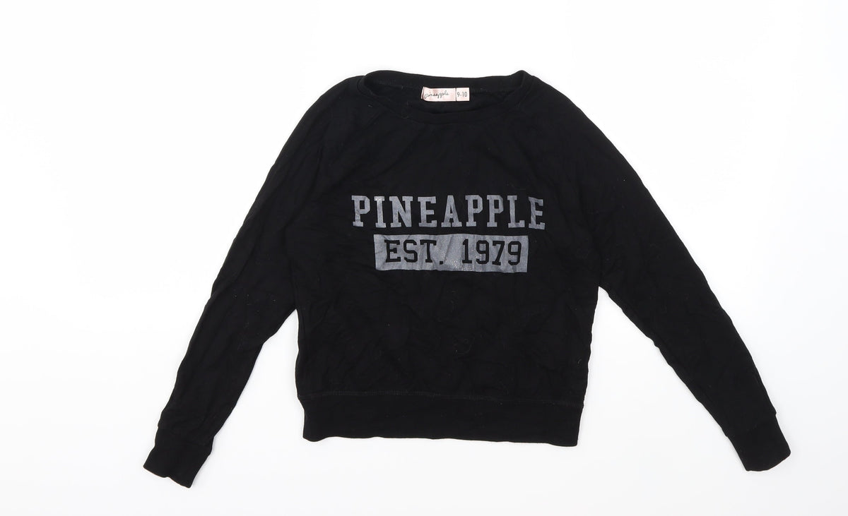 Pineapple Girls Black   Pullover Sweatshirt Size 9-10 Years