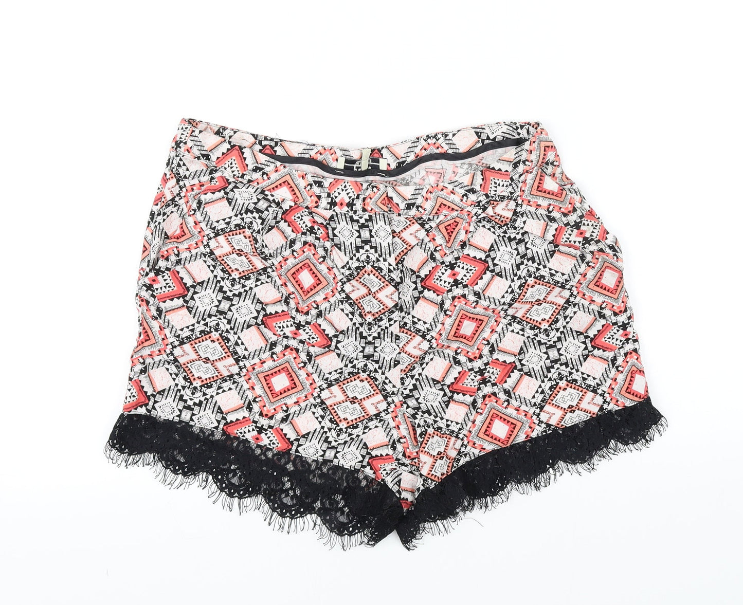 Papaya Womens Black Geometric  Cut-Off Shorts Size 10