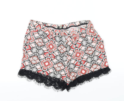 Papaya Womens Black Geometric  Cut-Off Shorts Size 10