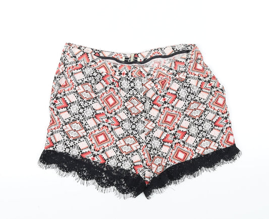 Papaya Womens Black Geometric  Cut-Off Shorts Size 10