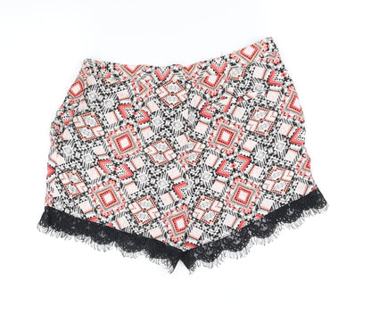 Papaya Womens Black Geometric  Cut-Off Shorts Size 10