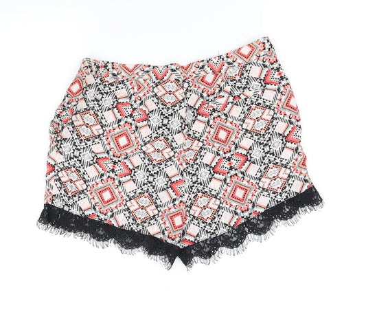 Papaya Womens Black Geometric  Cut-Off Shorts Size 10