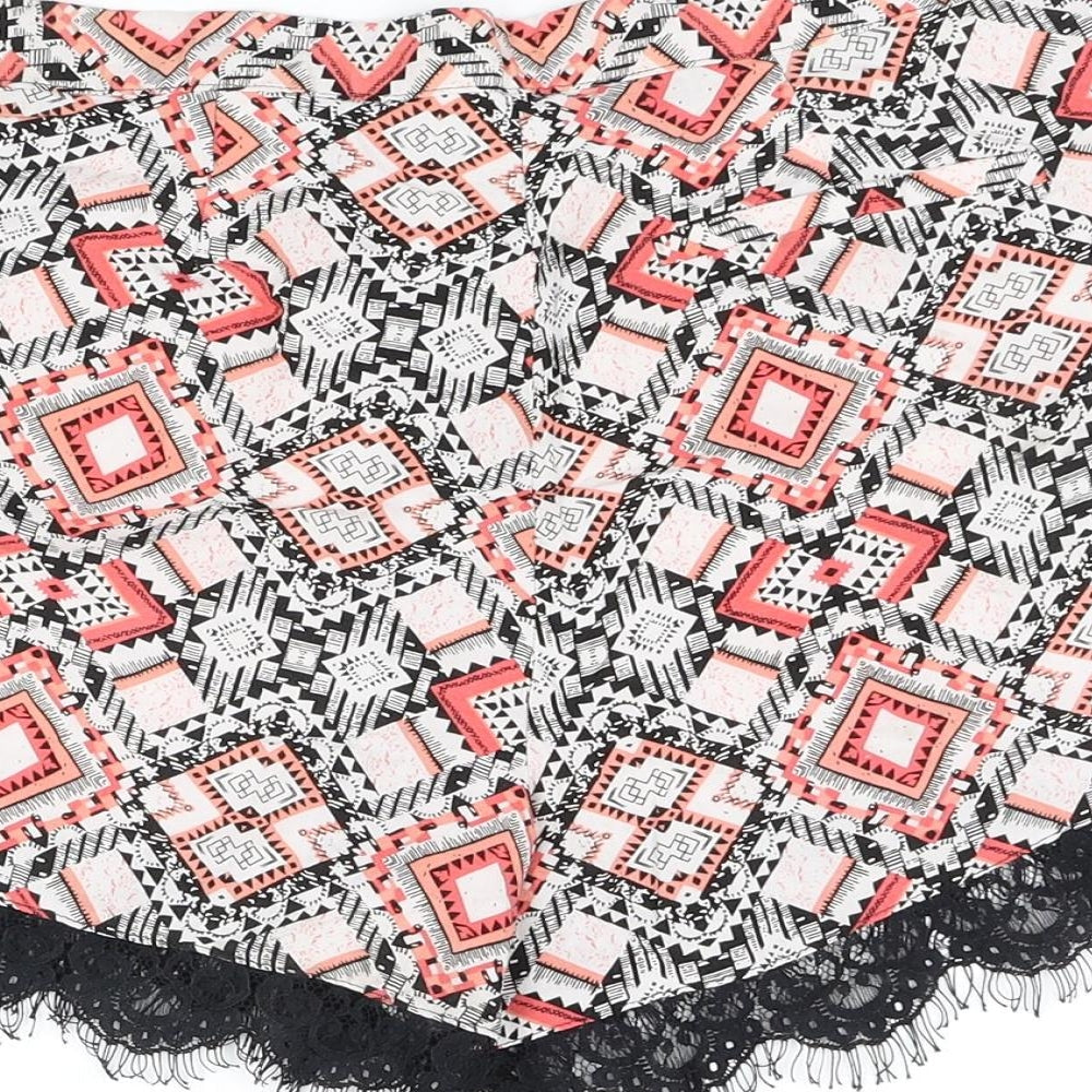 Papaya Womens Black Geometric  Cut-Off Shorts Size 10