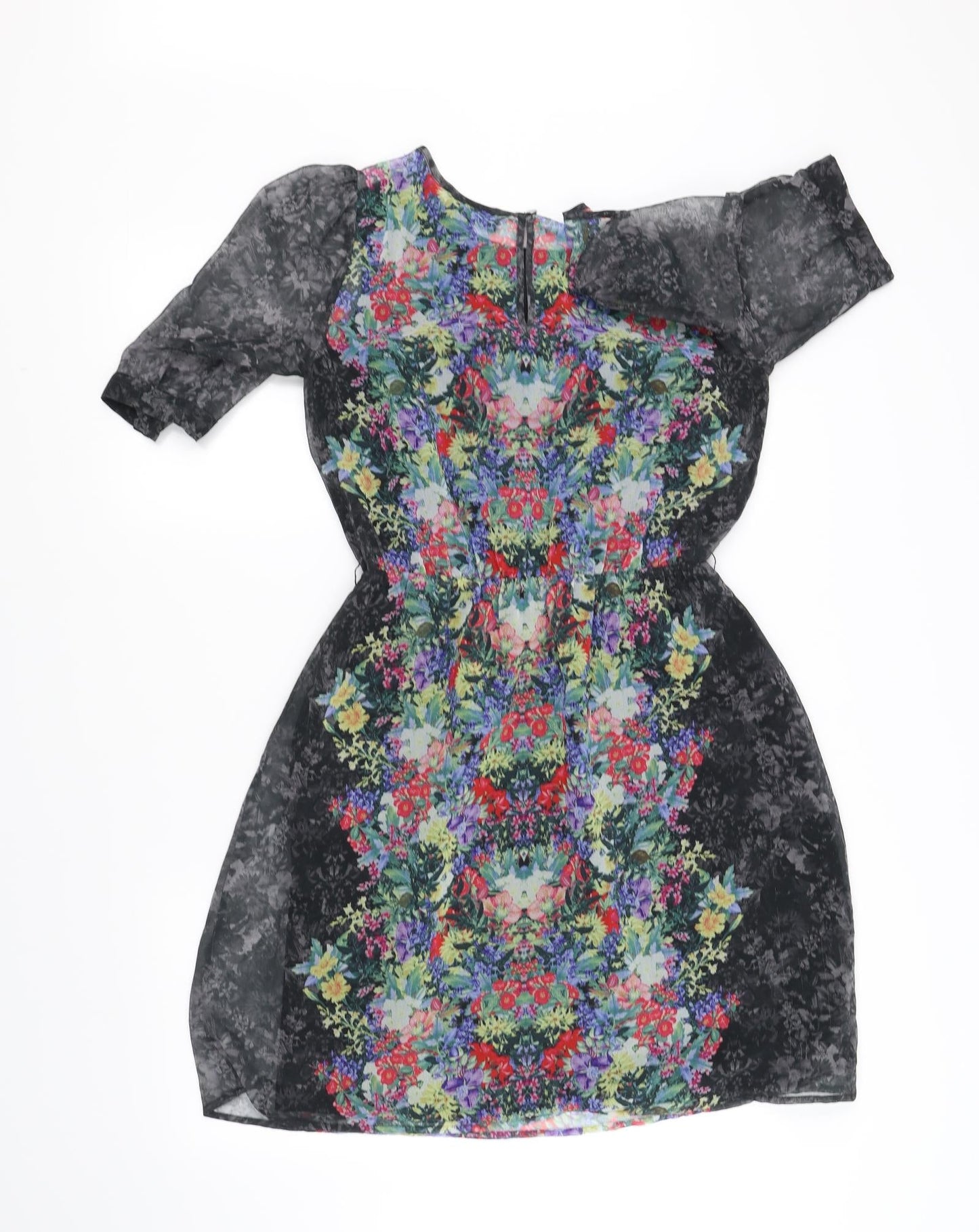 Warehouse Womens Black Floral  Fit & Flare  Size 8