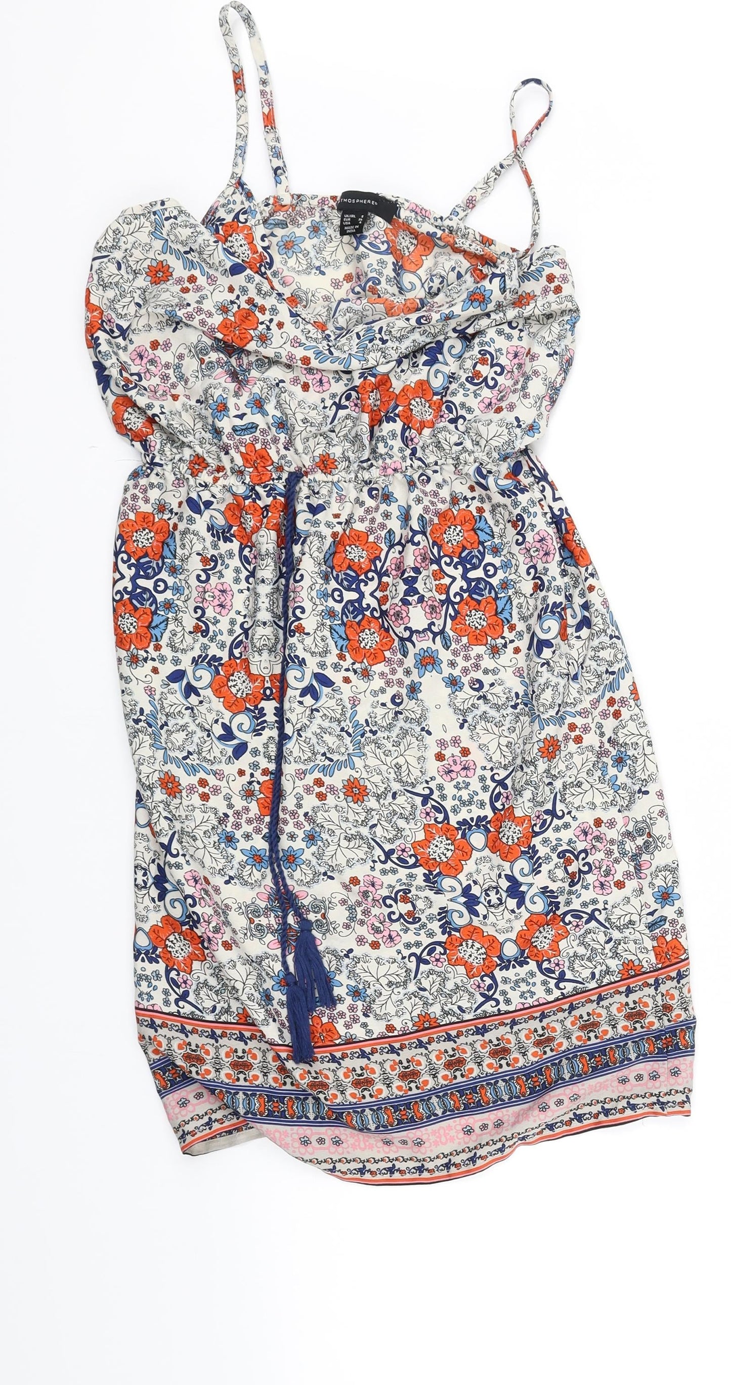 Atmosphere Womens White Geometric  Fit & Flare  Size 8