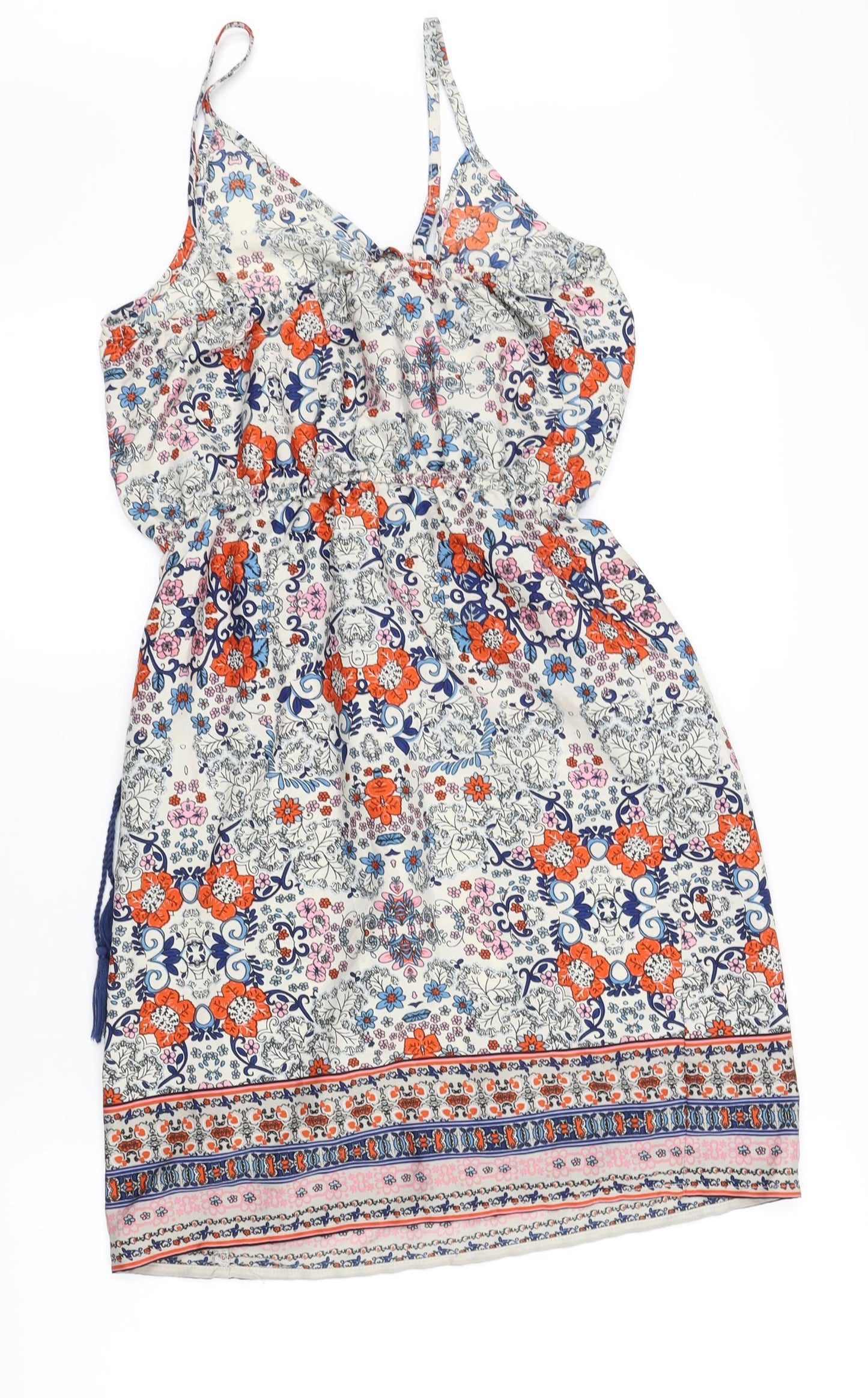 Atmosphere Womens White Geometric  Fit & Flare  Size 8