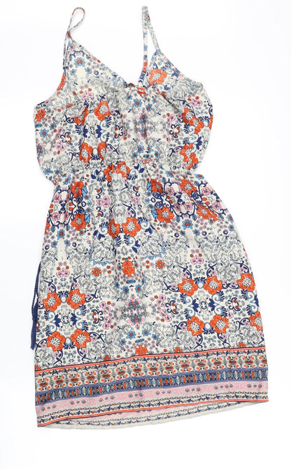 Atmosphere Womens White Geometric  Fit & Flare  Size 8