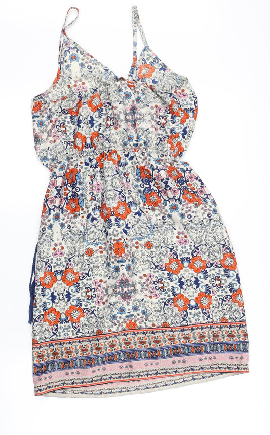 Atmosphere Womens White Geometric  Fit & Flare  Size 8