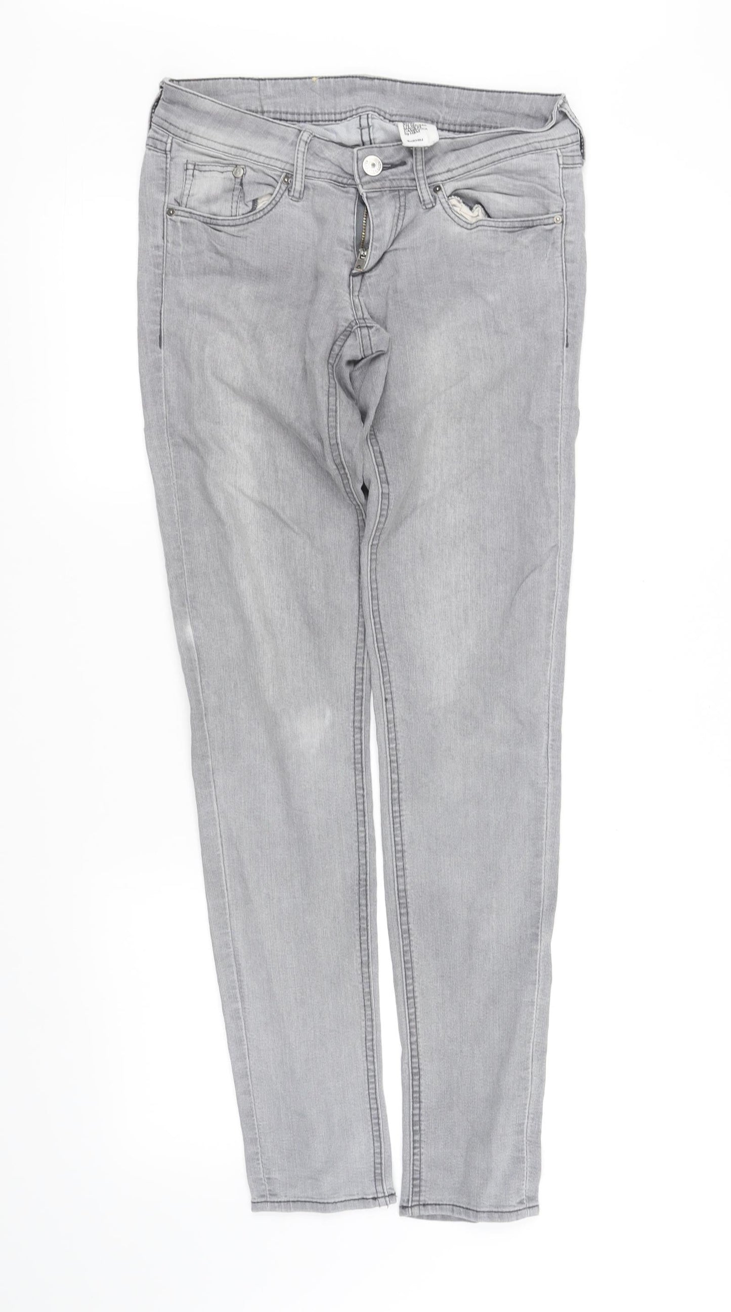 Womens UK Size S H&M Regular Fit Straight Grey Jeans