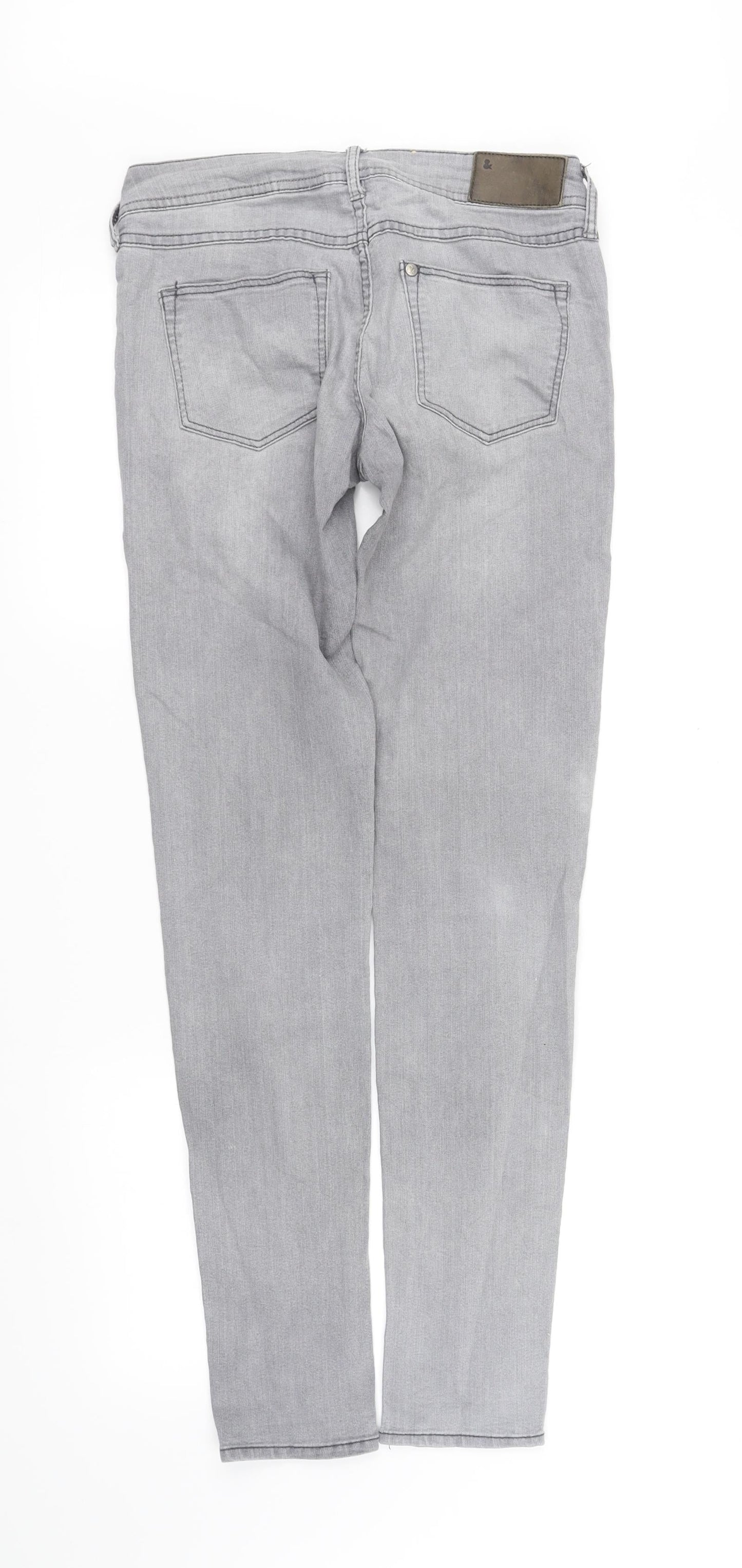 Womens UK Size S H&M Regular Fit Straight Grey Jeans