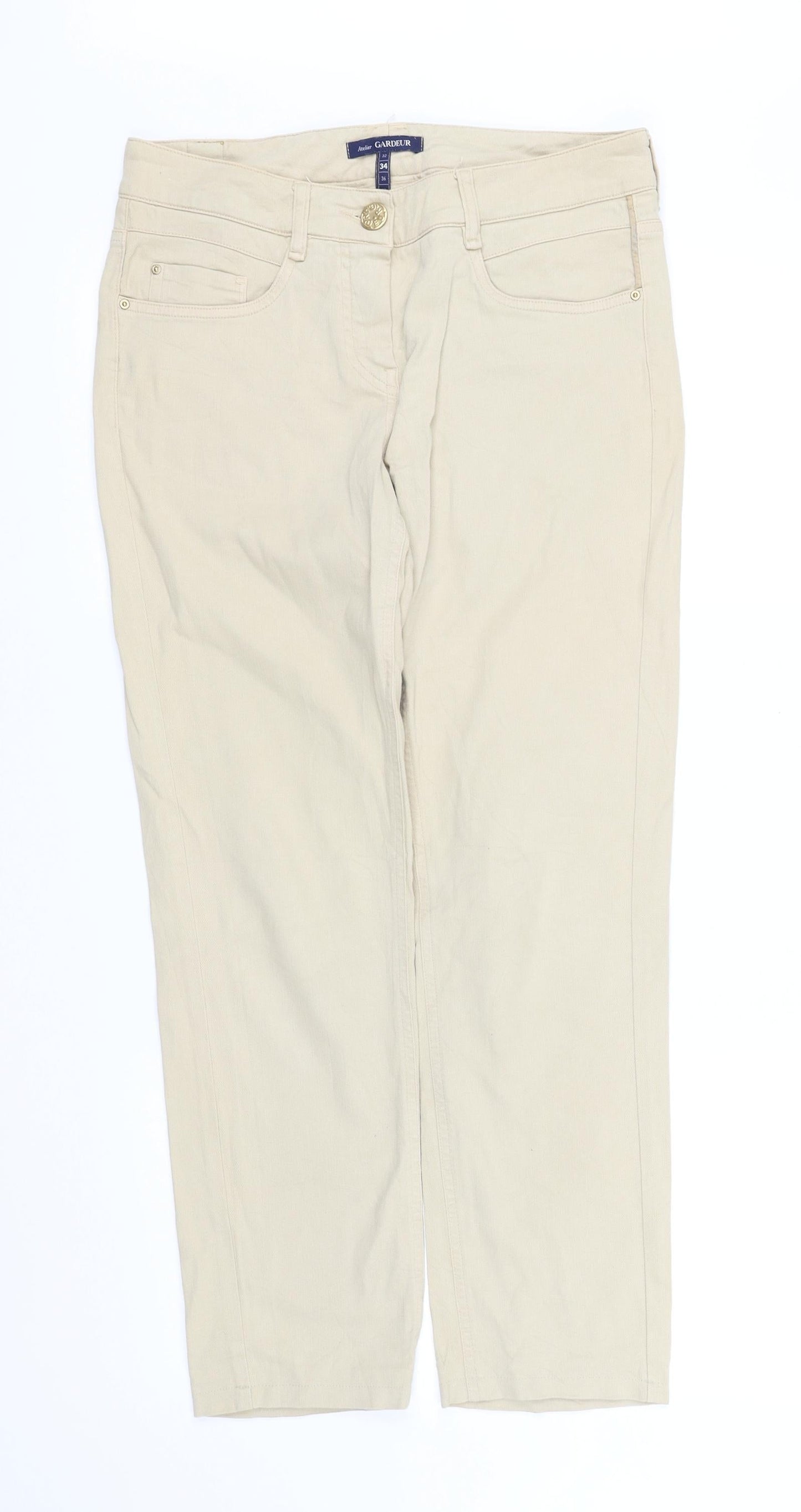 Womens UK Size 34 in pre worn Regular Fit Straight Beige Jeans
