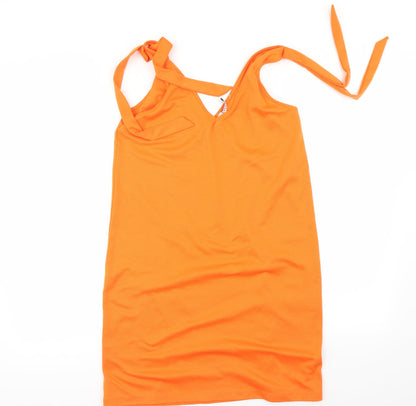 Womens UK Size S Pieces Orange Basic T-Shirt