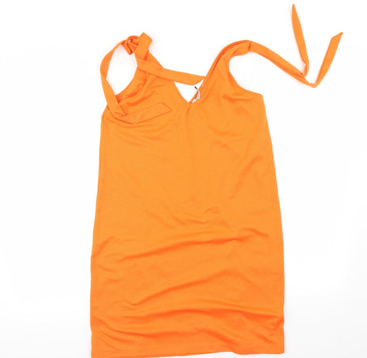 Womens UK Size S Pieces Orange Basic T-Shirt