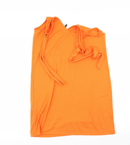 Womens UK Size S Pieces Orange Basic T-Shirt