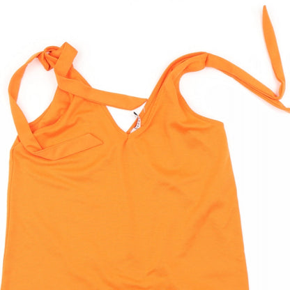 Womens UK Size S Pieces Orange Basic T-Shirt
