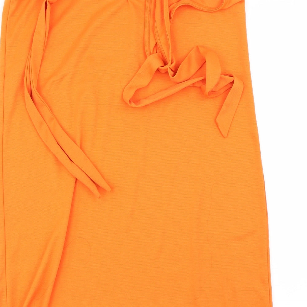 Womens UK Size S Pieces Orange Basic T-Shirt