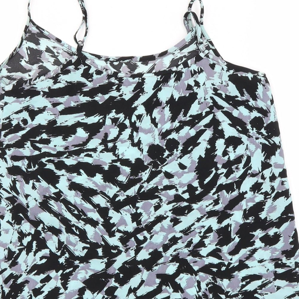 Miss Selfridge Womens Blue Camouflage  Basic Blouse Size 8