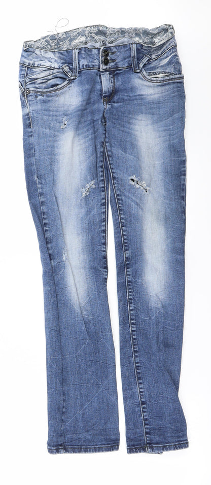 Womens UK Size L Preworn Regular Fit Straight Blue Jeans