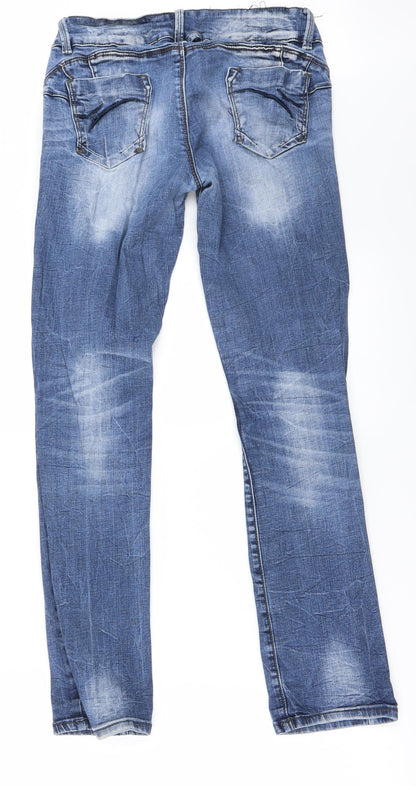 Womens UK Size L Preworn Regular Fit Straight Blue Jeans