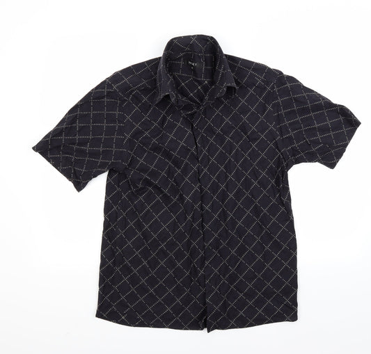 Mens UK Size M NEXT Black  Button-Up Short Sleeve Casual Shirt