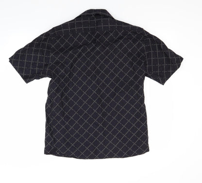 Mens UK Size M NEXT Black  Button-Up Short Sleeve Casual Shirt