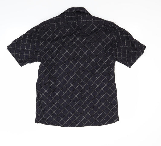 Mens UK Size M NEXT Black  Button-Up Short Sleeve Casual Shirt