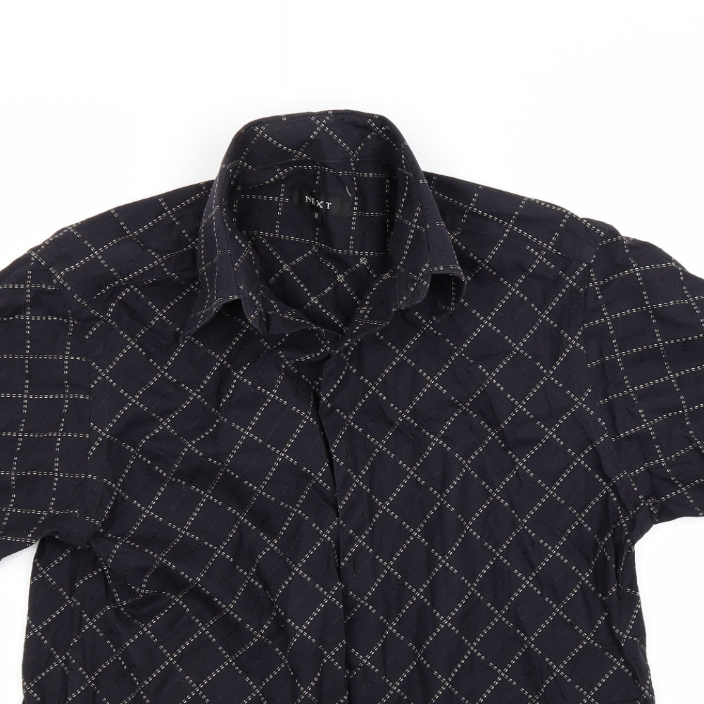 Mens UK Size M NEXT Black  Button-Up Short Sleeve Casual Shirt