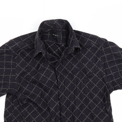 Mens UK Size M NEXT Black  Button-Up Short Sleeve Casual Shirt